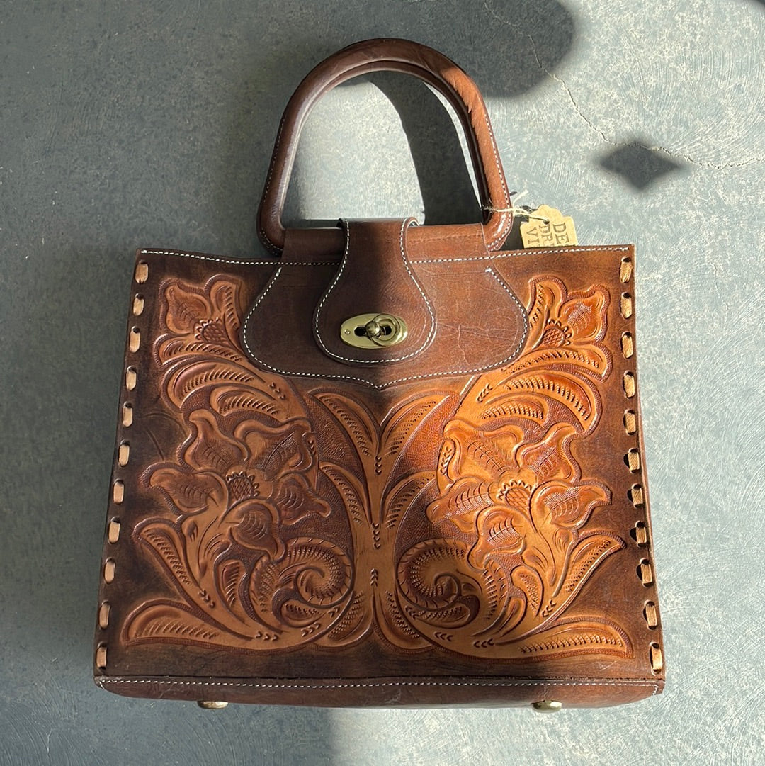 Vintage tooled large bag