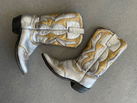 Vintage Silver & Gold Cowboy Boots