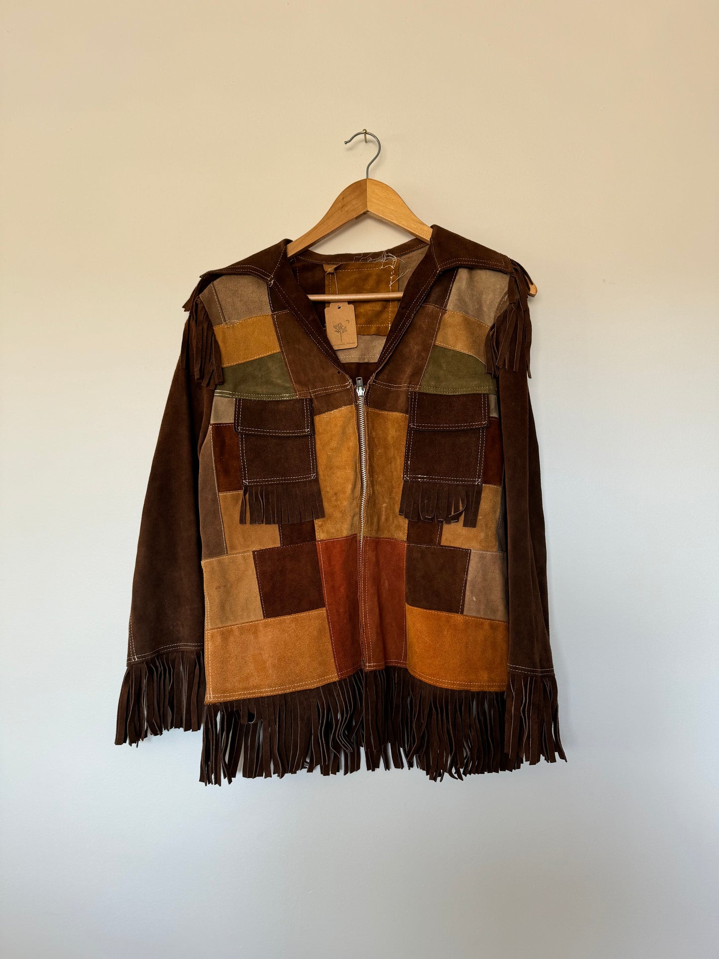 1960s Patchwork Leather Fringe Jacket “as is” Sz XS - S