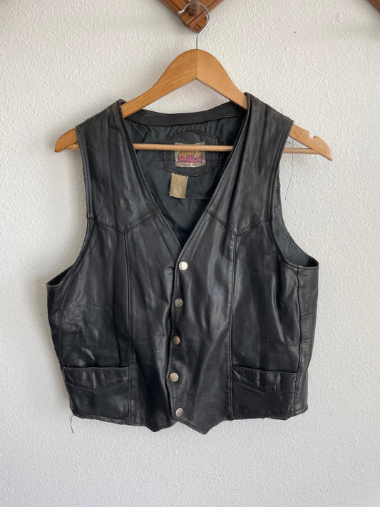 70s leather vest Sz Medium