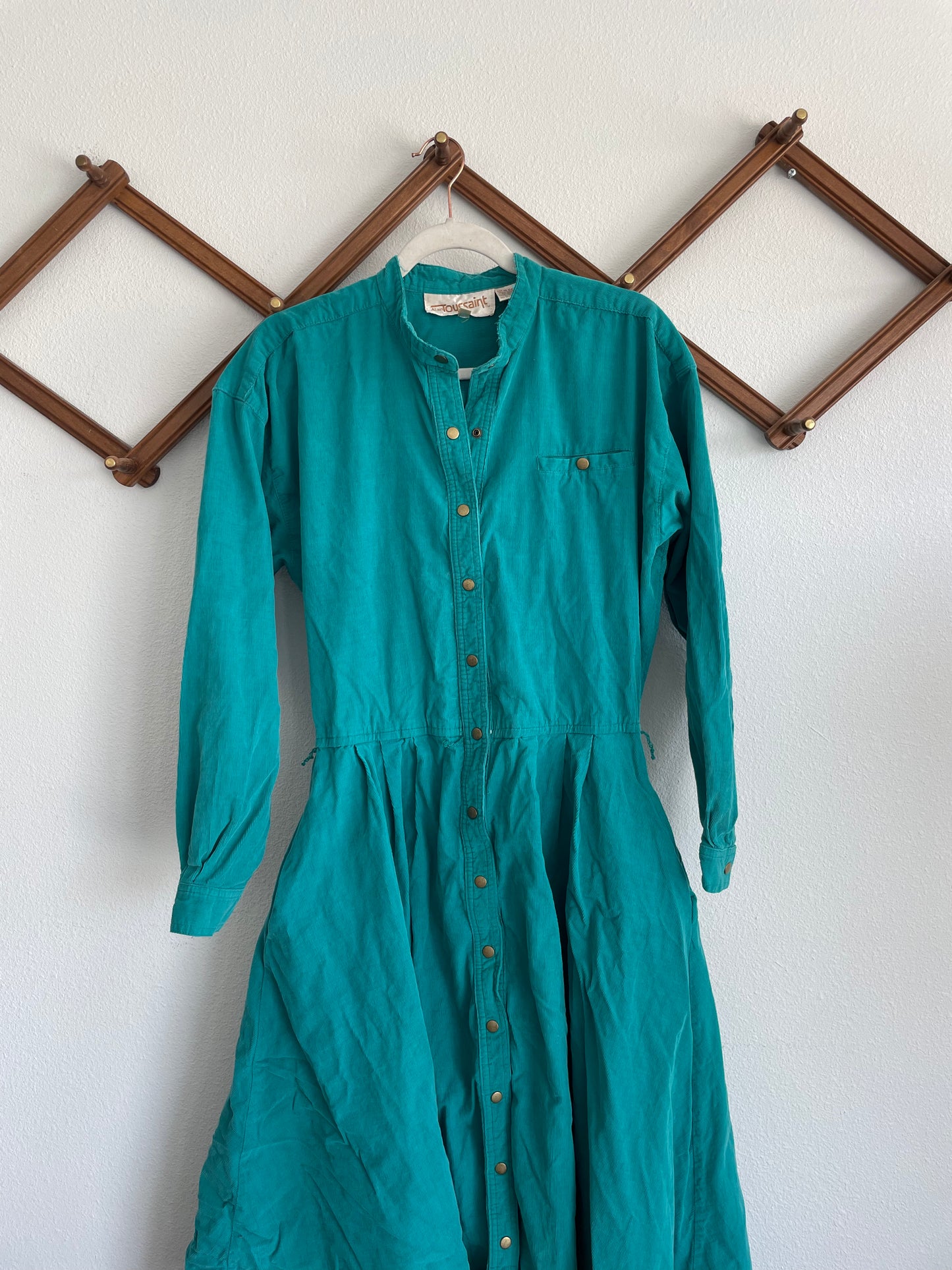 70s turquoise corduroy maxi Sz M - L