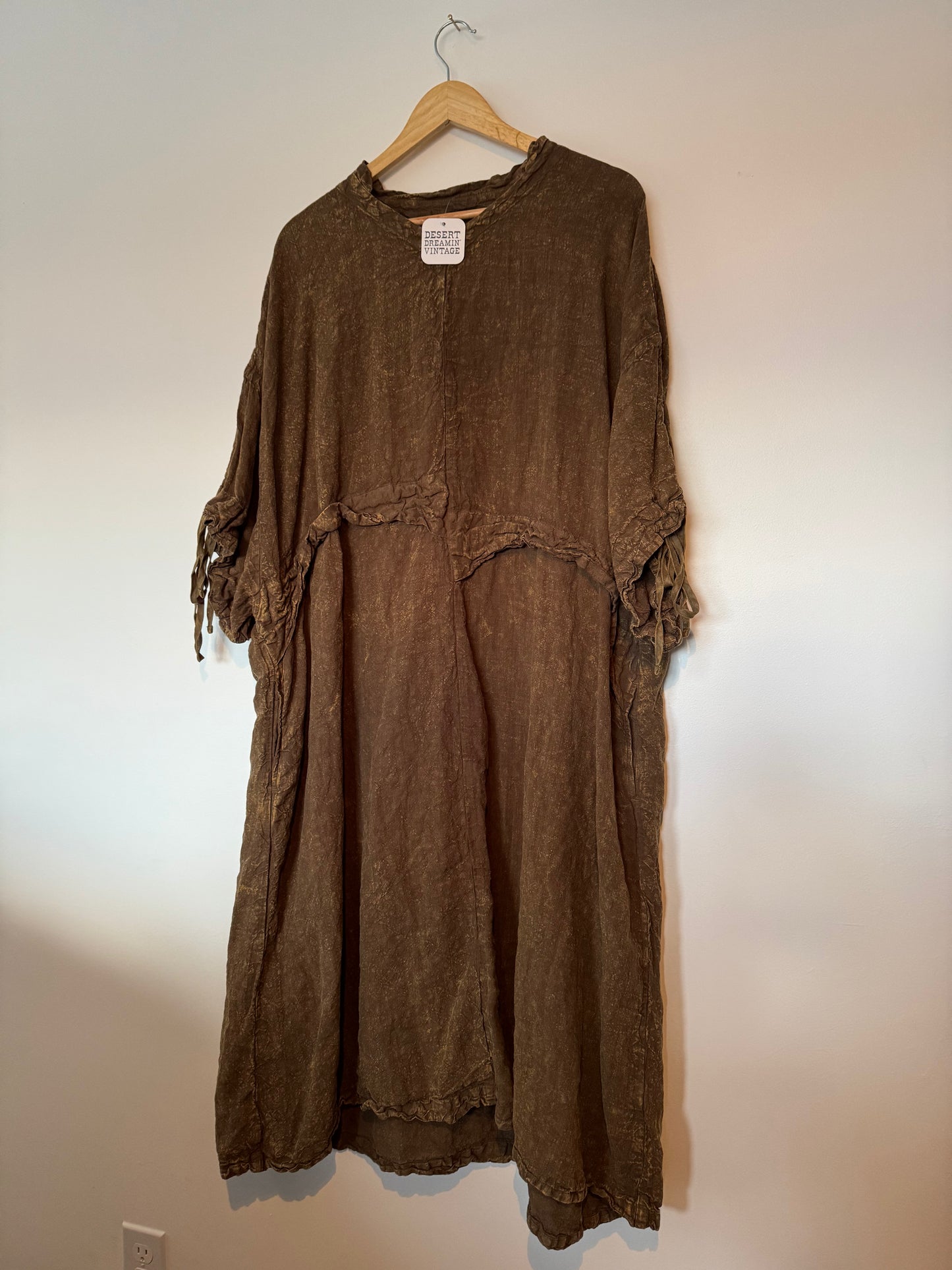 Cotton Acid Olive Maxi Dress One Size