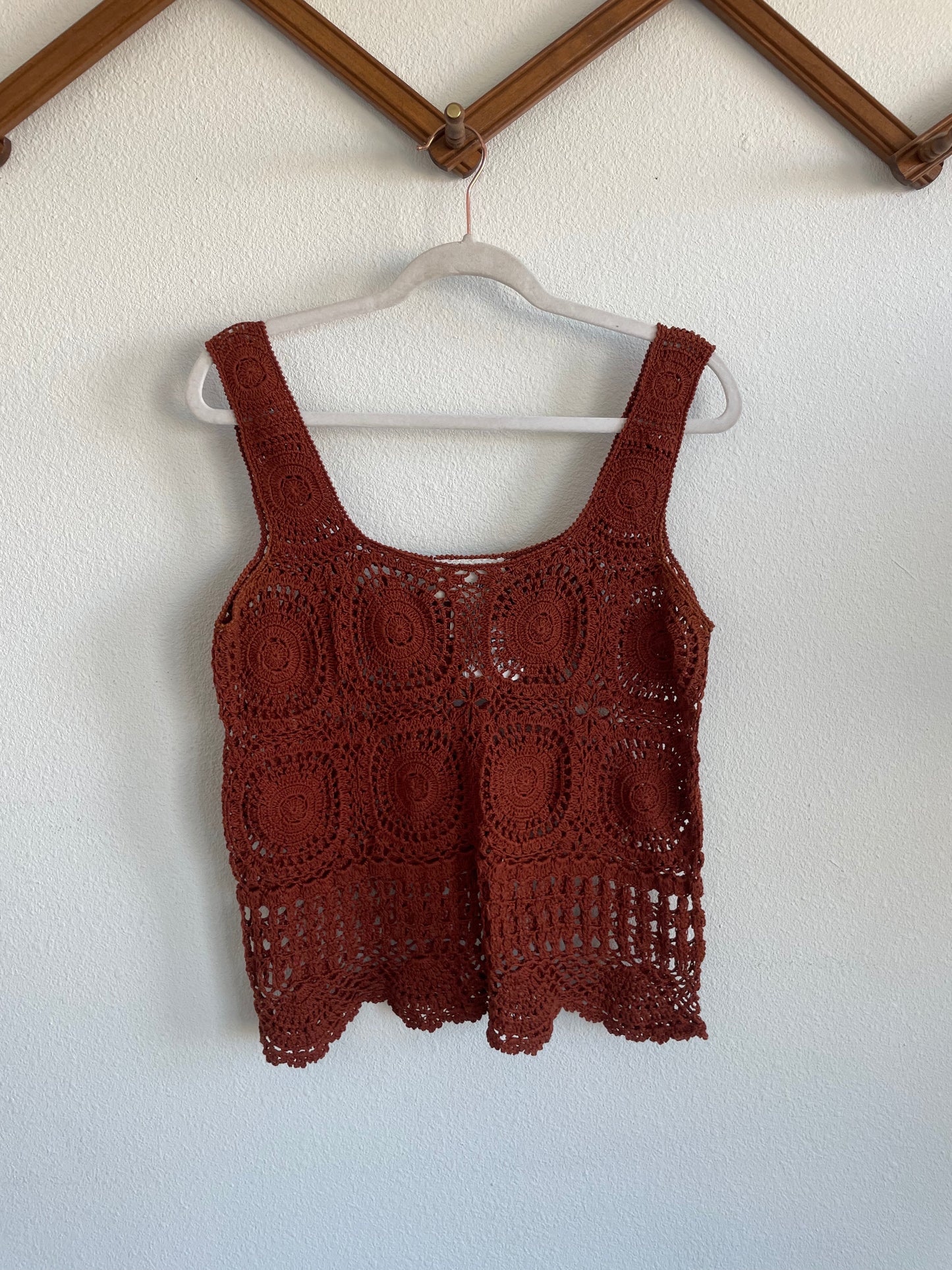 Vintage Rust Woven Top Sz M