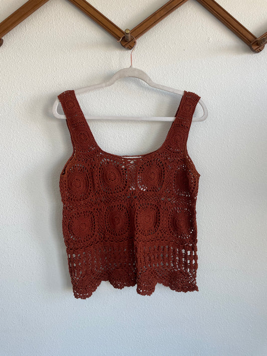 Vintage Rust Woven Top Sz M