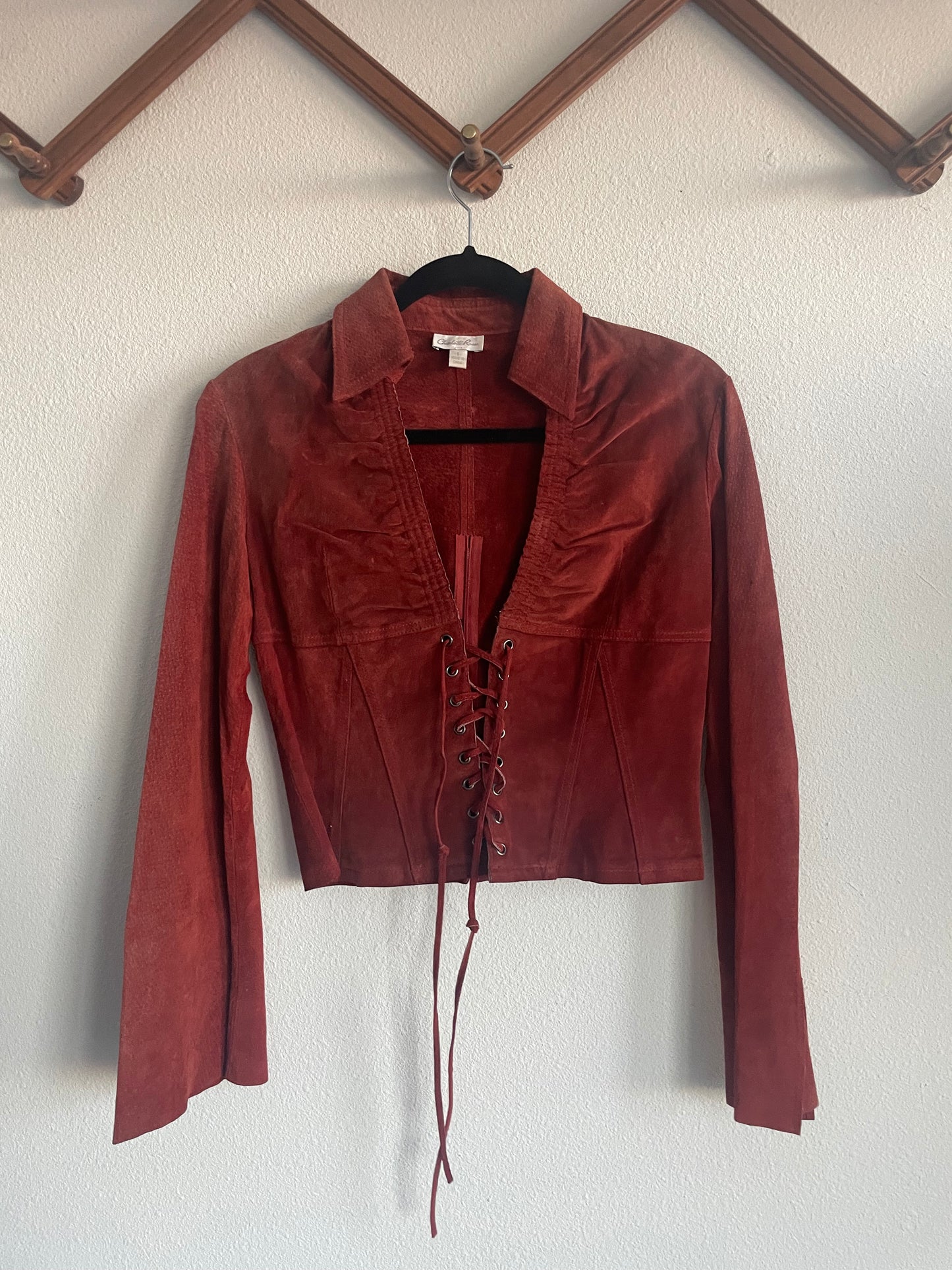 Y2k leather crop longsleeve Sz XS - S