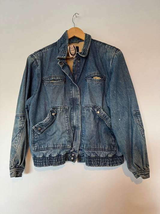 Vintage Denim Bomber Jacket Sz M