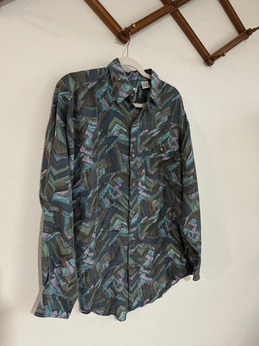 90s Mute Silk Party Top Sz L