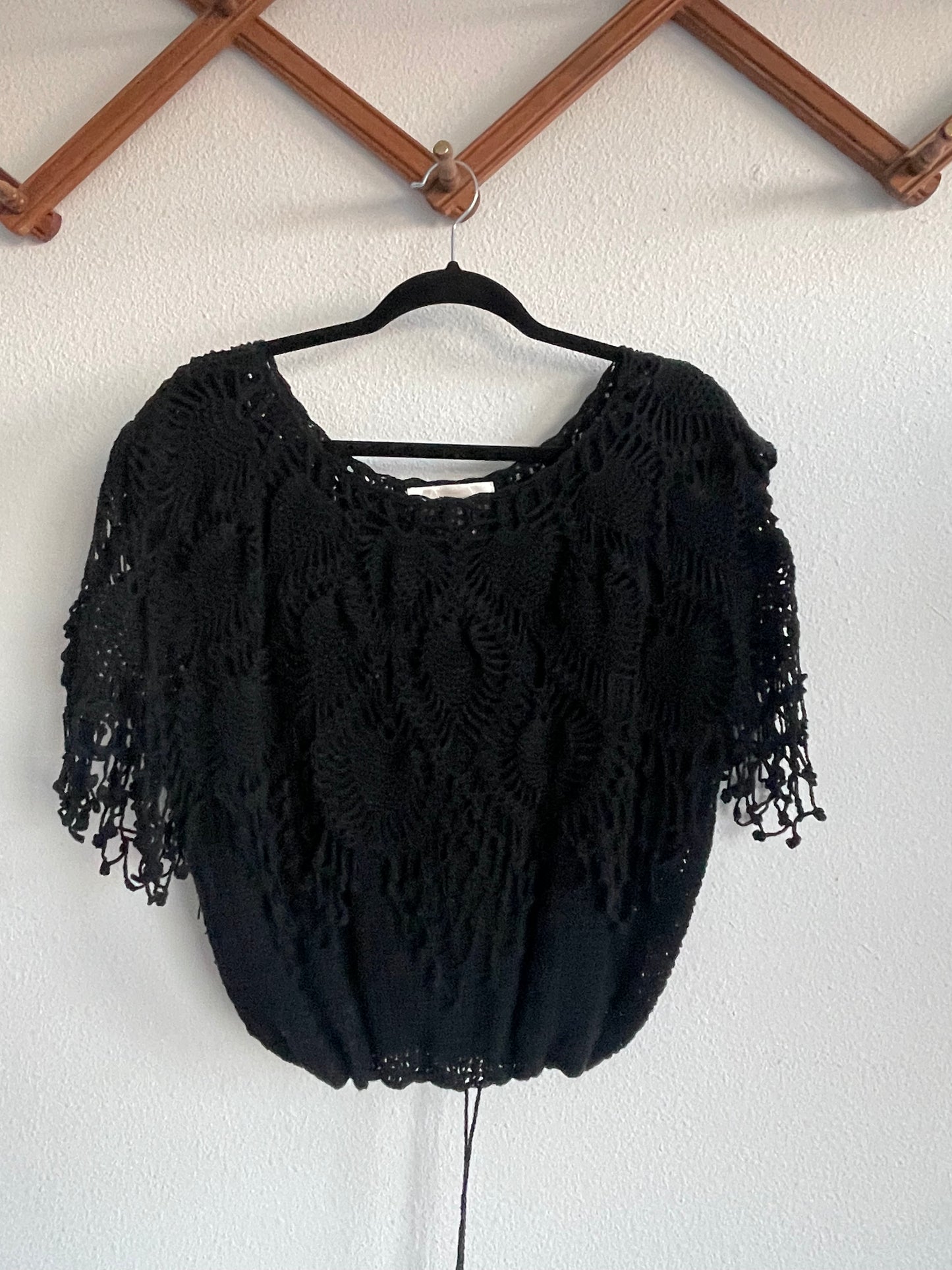 Vintage black crochet top Sz M - L