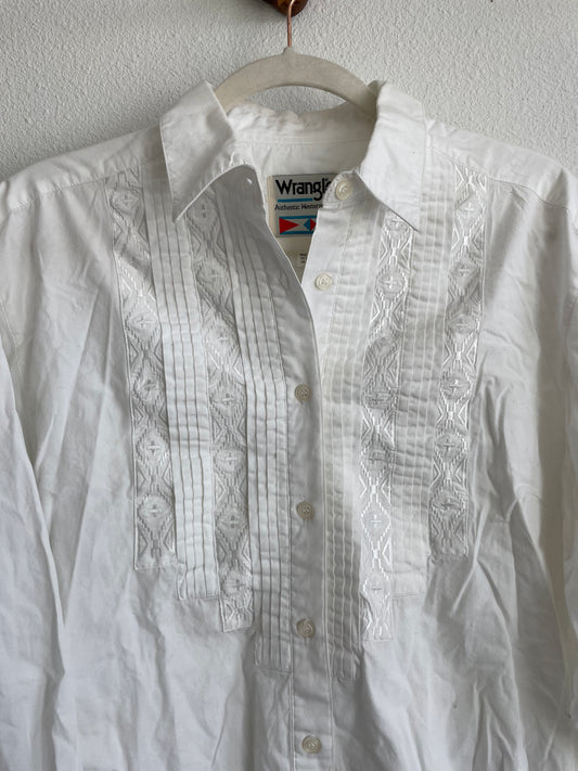 80s Wrangler button up white Sz M