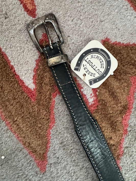 Vintage black leather belt Sz M