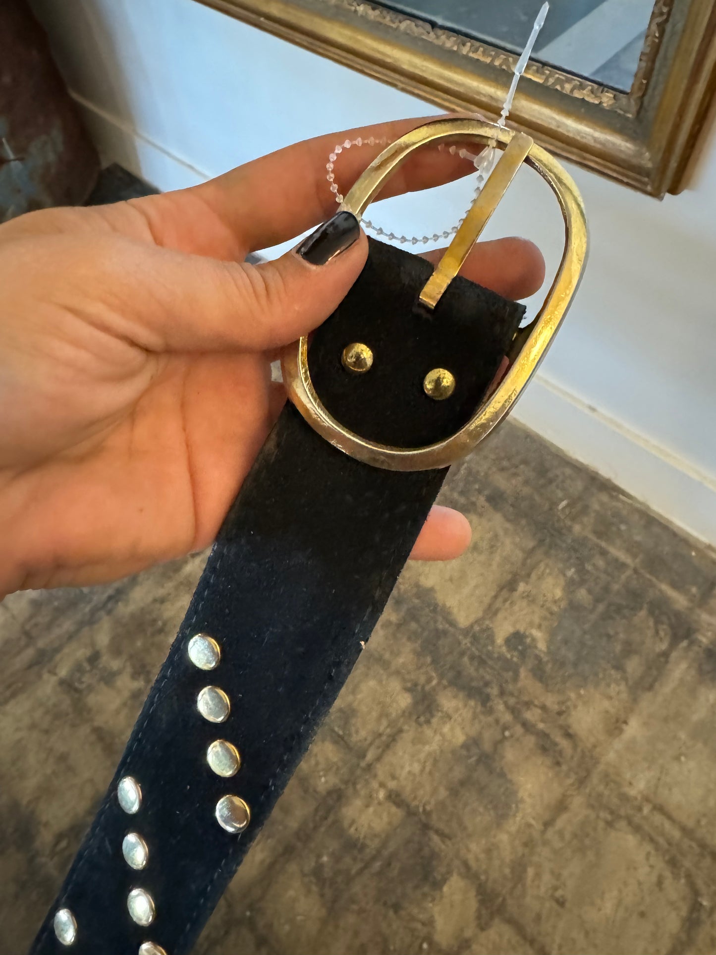 Vintage black studded belt