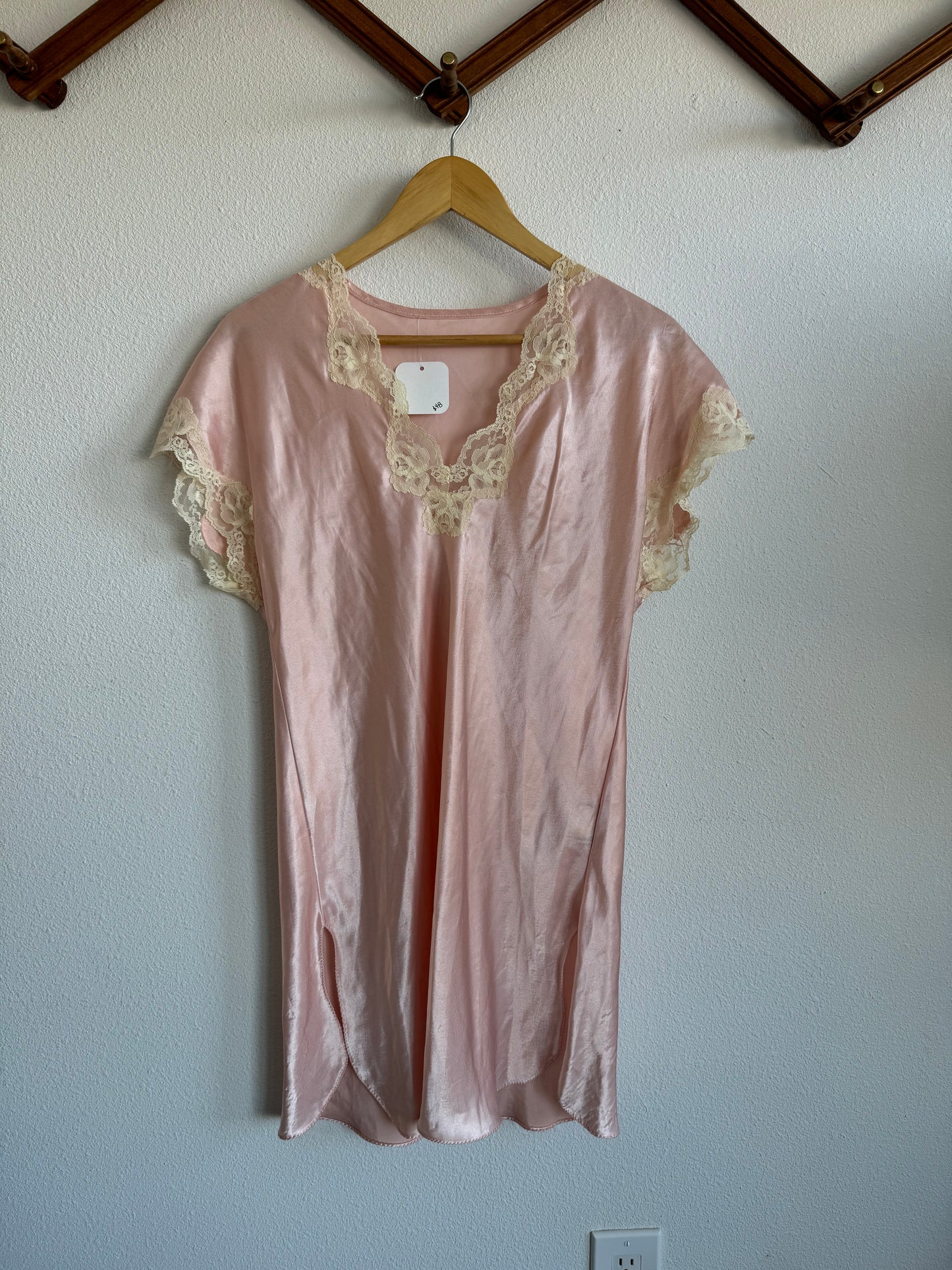 Vintage Pink Lace Slip Sz S / M