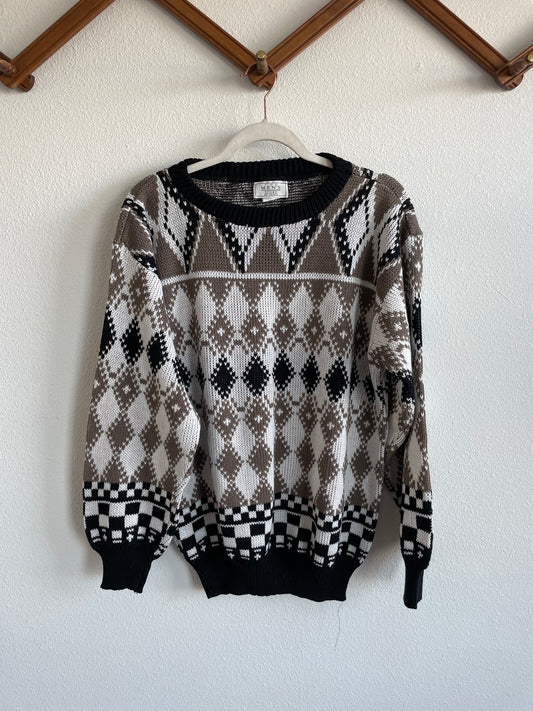 Vintage Grandpa Checkered Knit