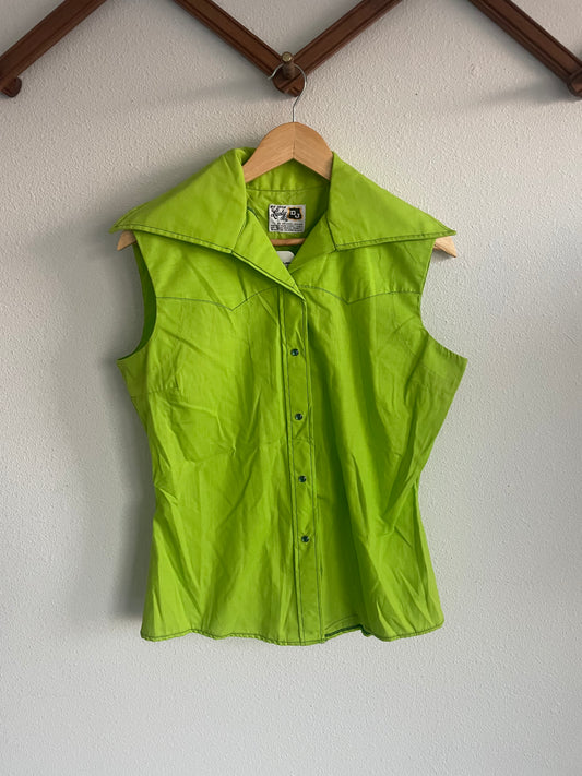 60s Chartreuse Pearlsnap Sz L