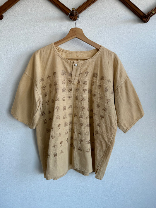 Vintage Embroidered Neutral Top Sz L