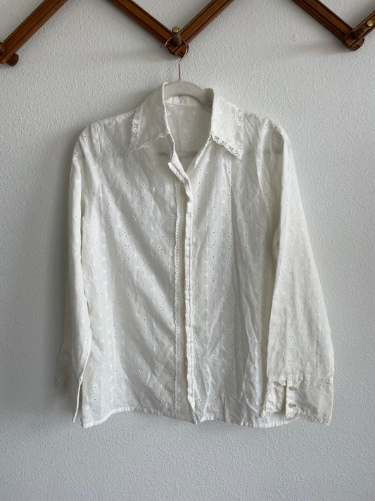 Vintage Eyelet Blouse Sz L