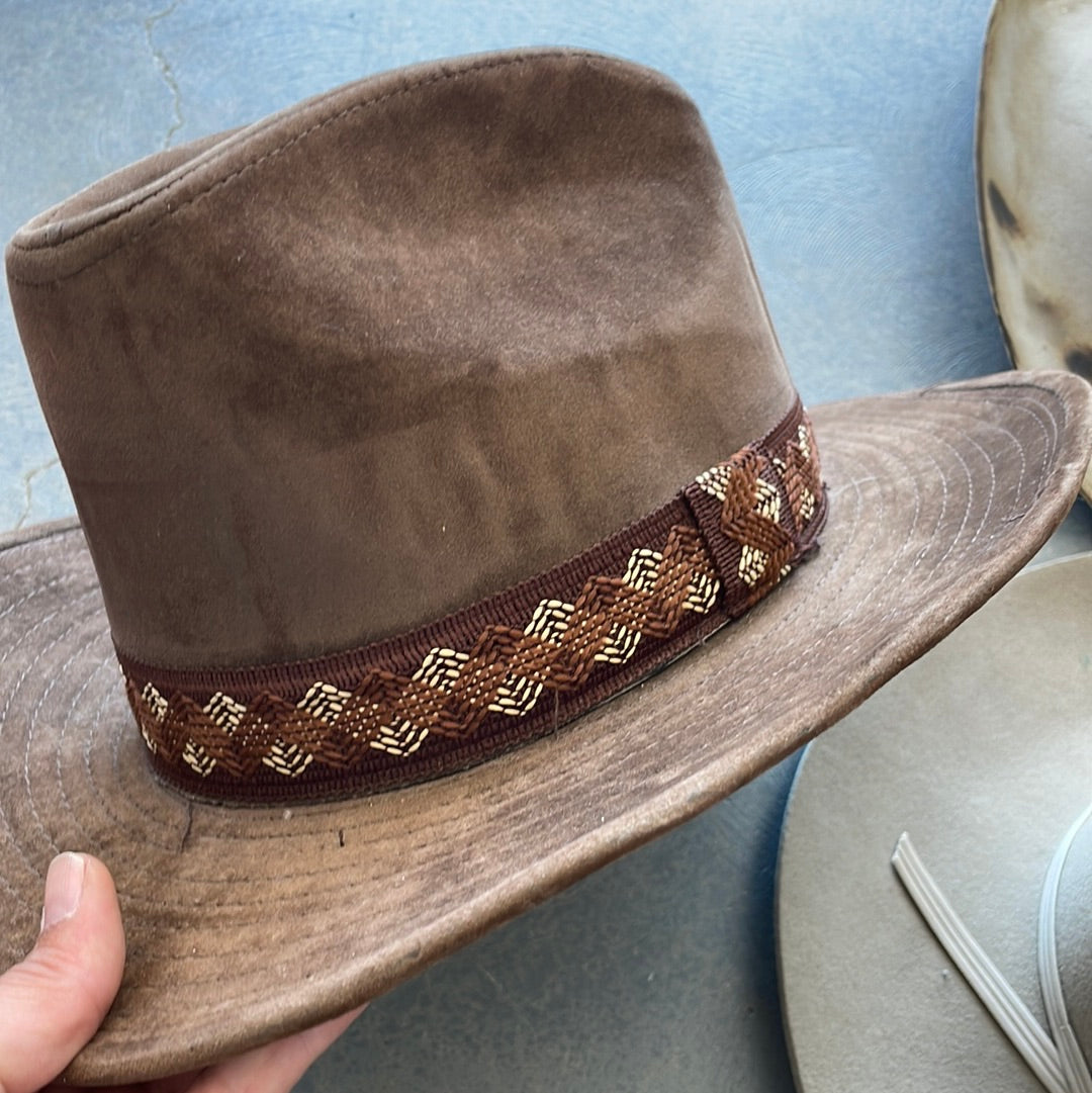 Vintage brown suede cowboy hat