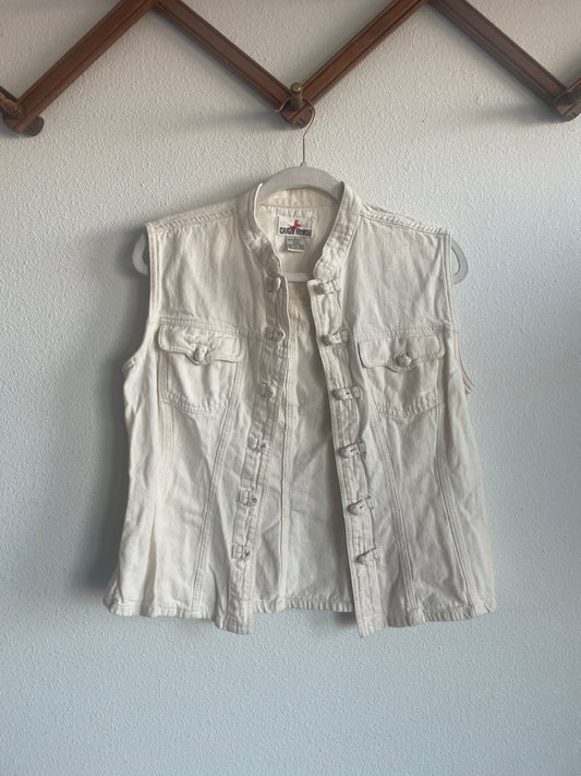 White cotton vest Sz S - M