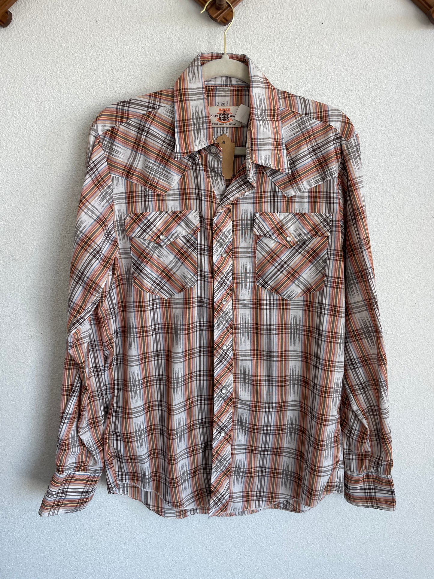 Vintage western sunrise pearlsnap Sz M - L