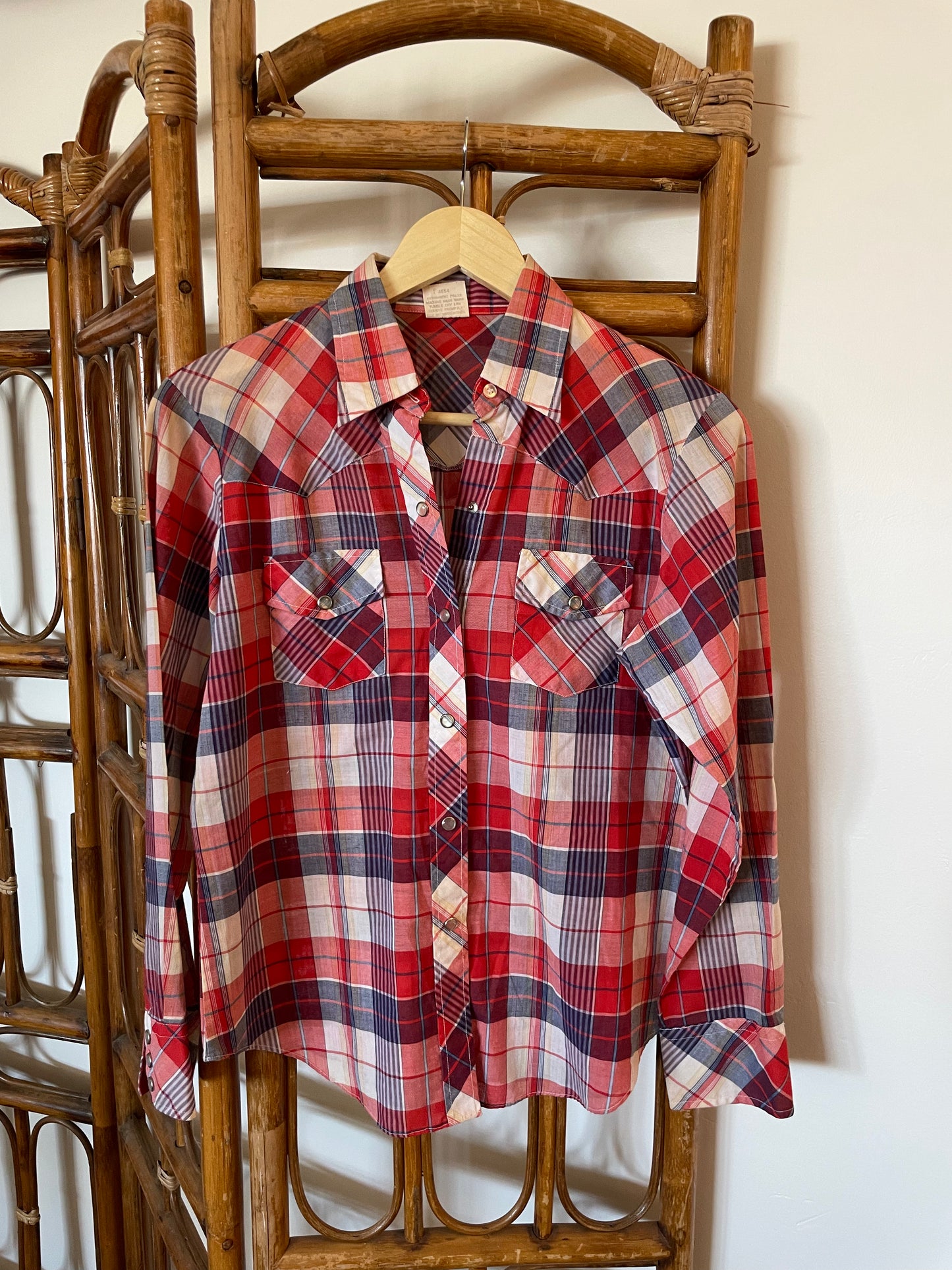 Vintage red white & blue pearlsnap Sz S