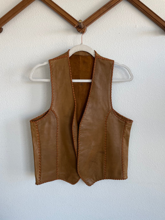 Vintage Leather Vest Sz S / M