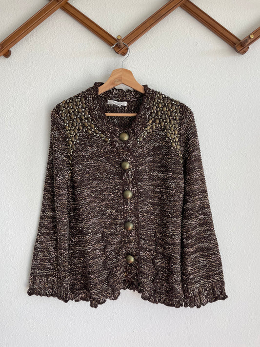 Studded Brown Cardi Sweater