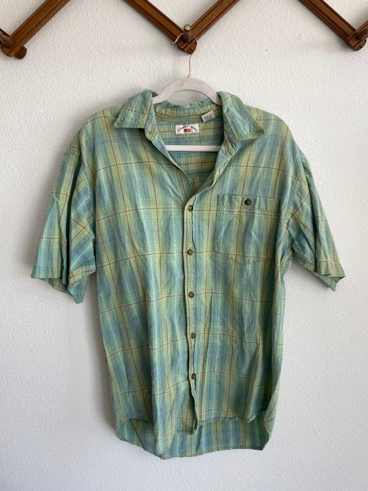 90s green shadowbox button up Sz M - L