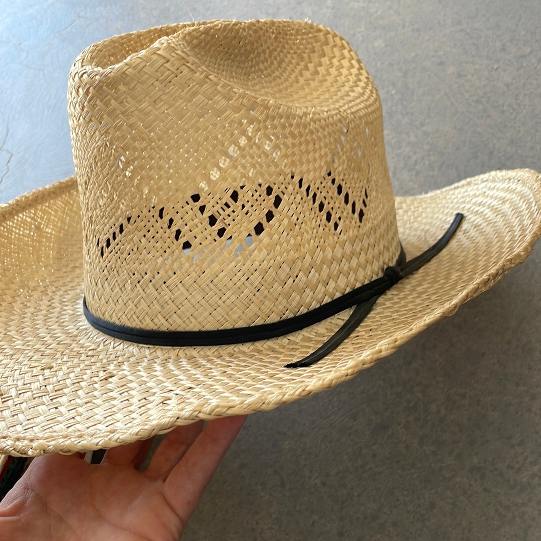 Vintage Western straw hat black band