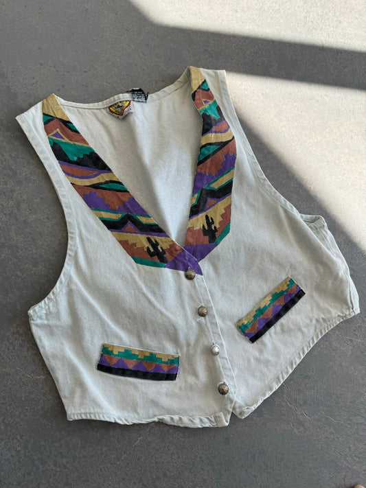 80s Western Cactus Vest Sz S / M