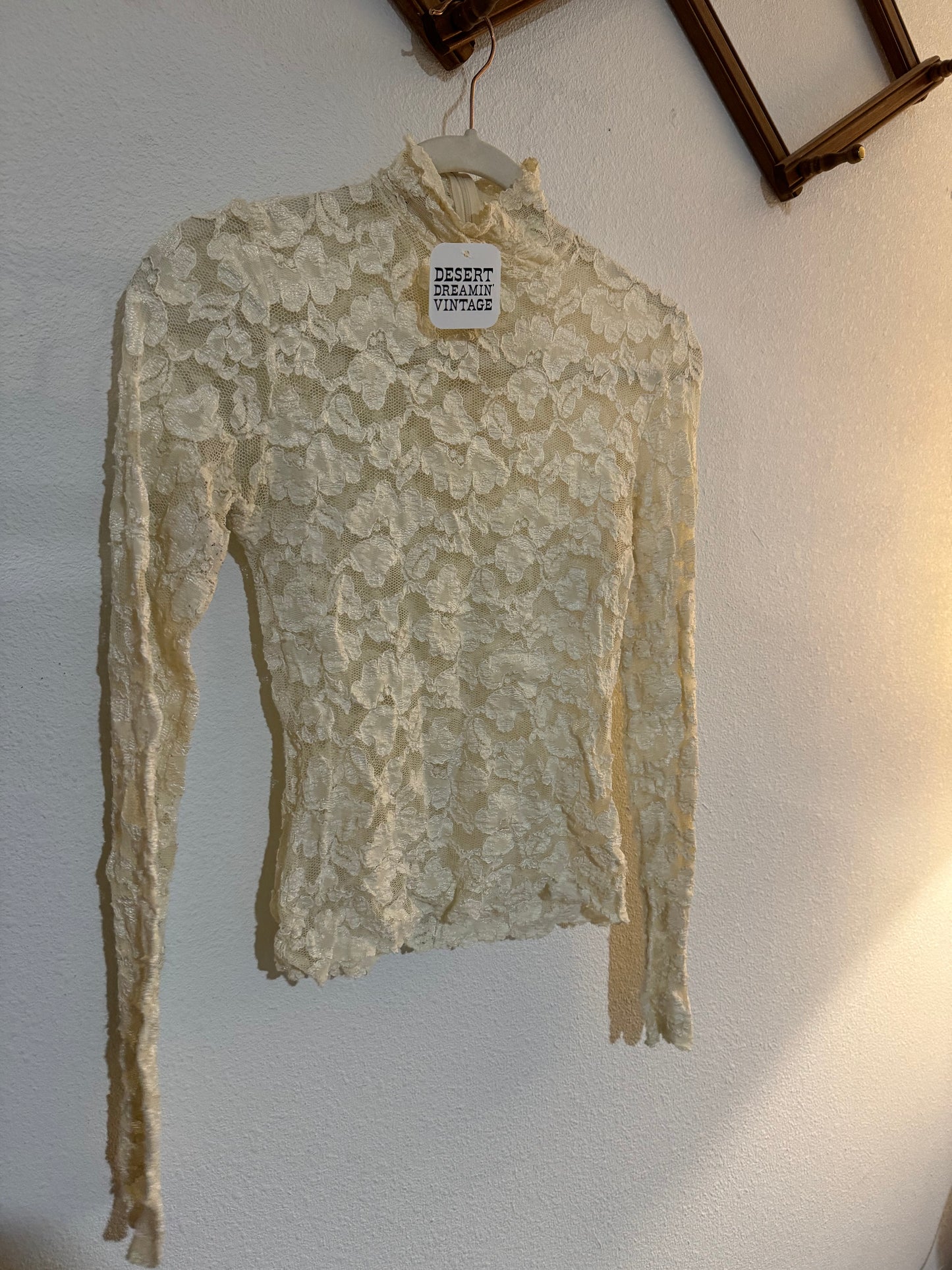 Vintage lace longsleeve sheer Sz S - M