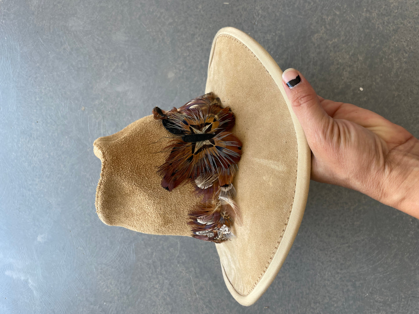 Vintage leather hat butterfly hat band Sz S - M