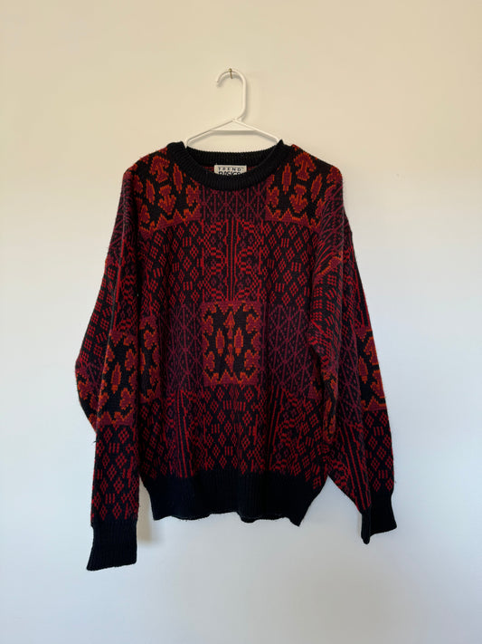 Vintage Red Knit Sweater Sz L