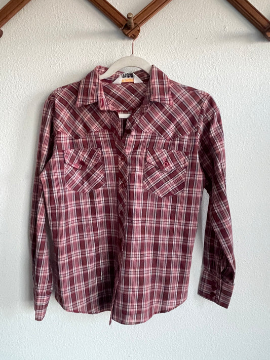 Vintage western plaid buttonup Sz s