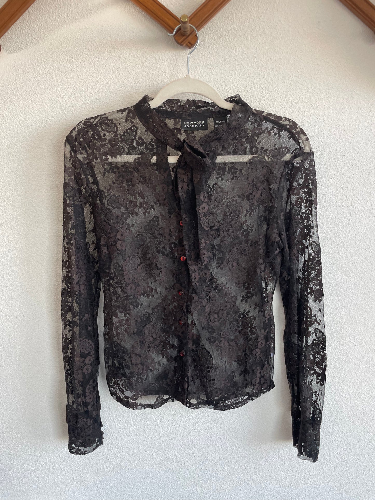 Y2K brown lace blouse