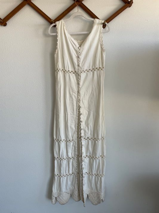 70s Cotton Maxi Dress Sz S/M