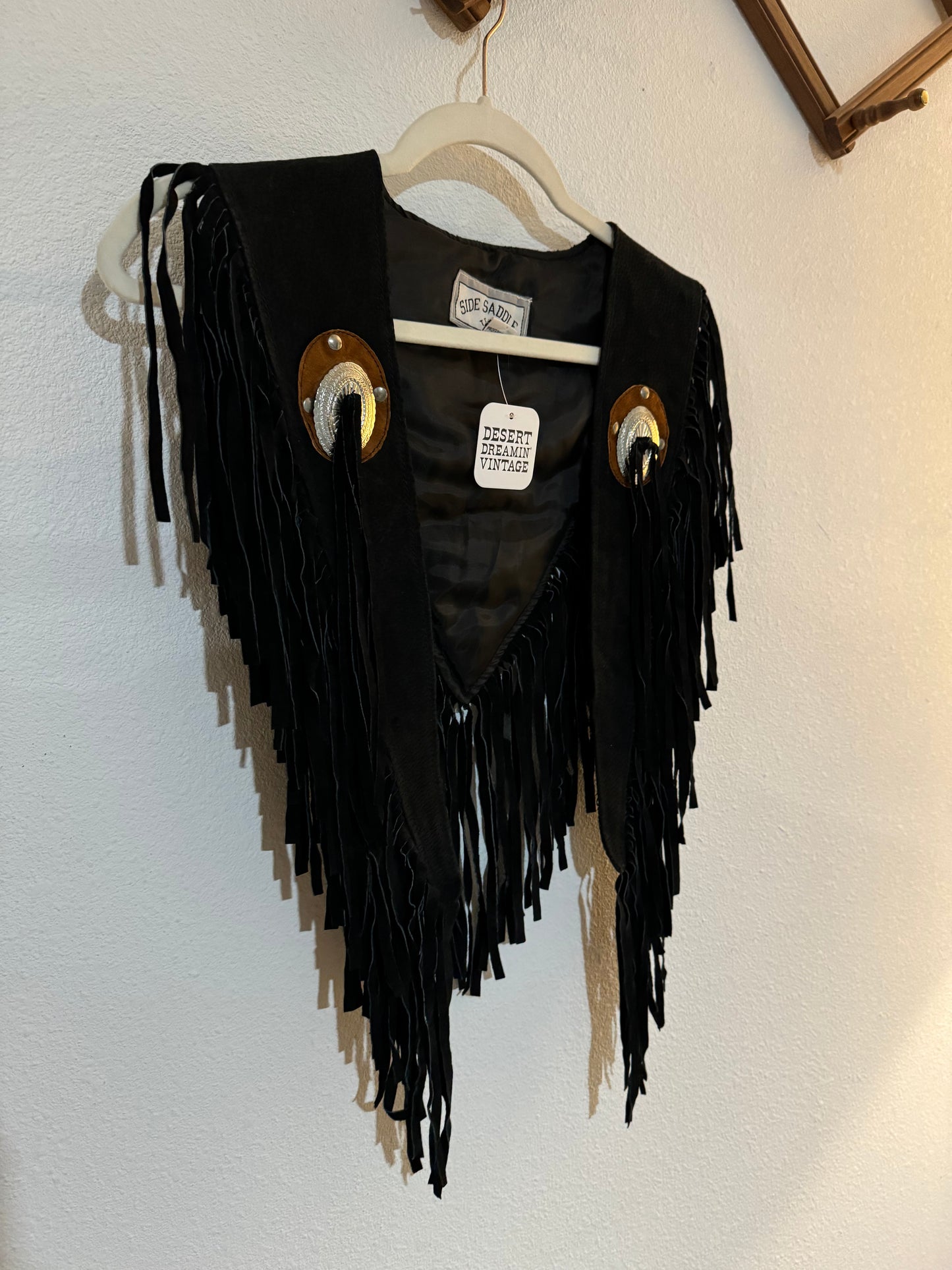 Vintage Leather fringe caplet