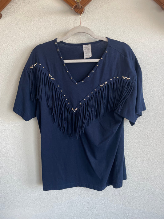 90s Navy Fringe Tee