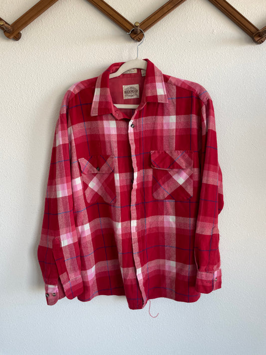 80s Red & Pink Flannel Sz M / L