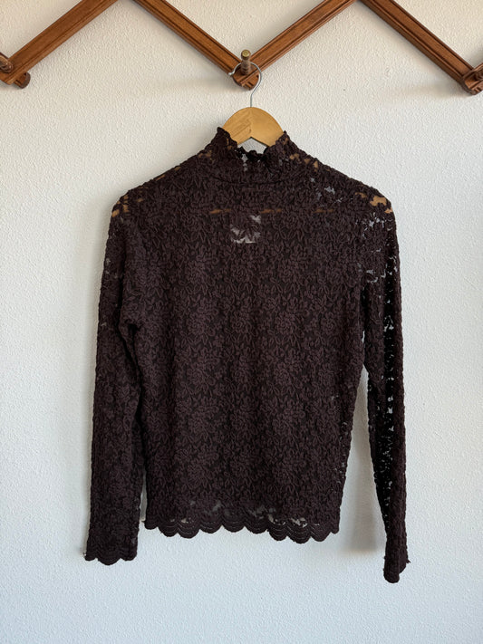 Vintage Brown Lace LS Sz S / M