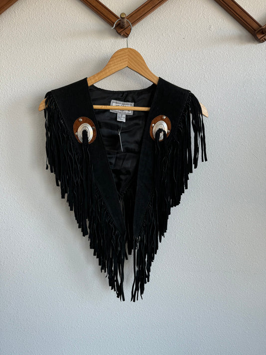 Vintage Leather Fringe Capelet