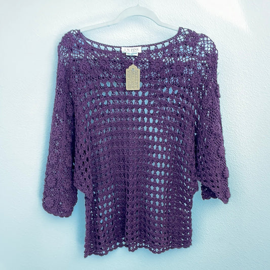 90s plum woven top Sz M / L