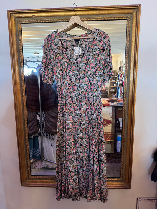 Vintage 90s Floral spring dress Sz m