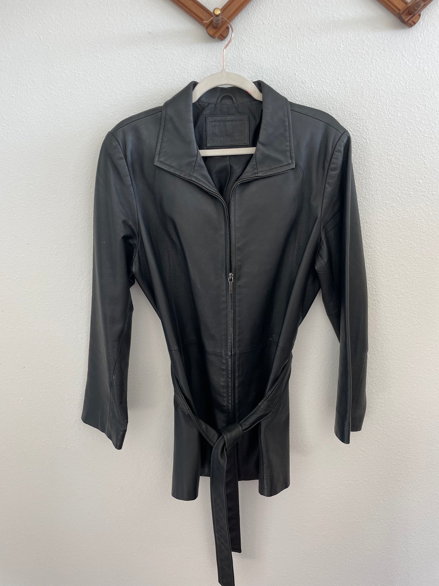 Vintage leather jacket zip up Sz S - M